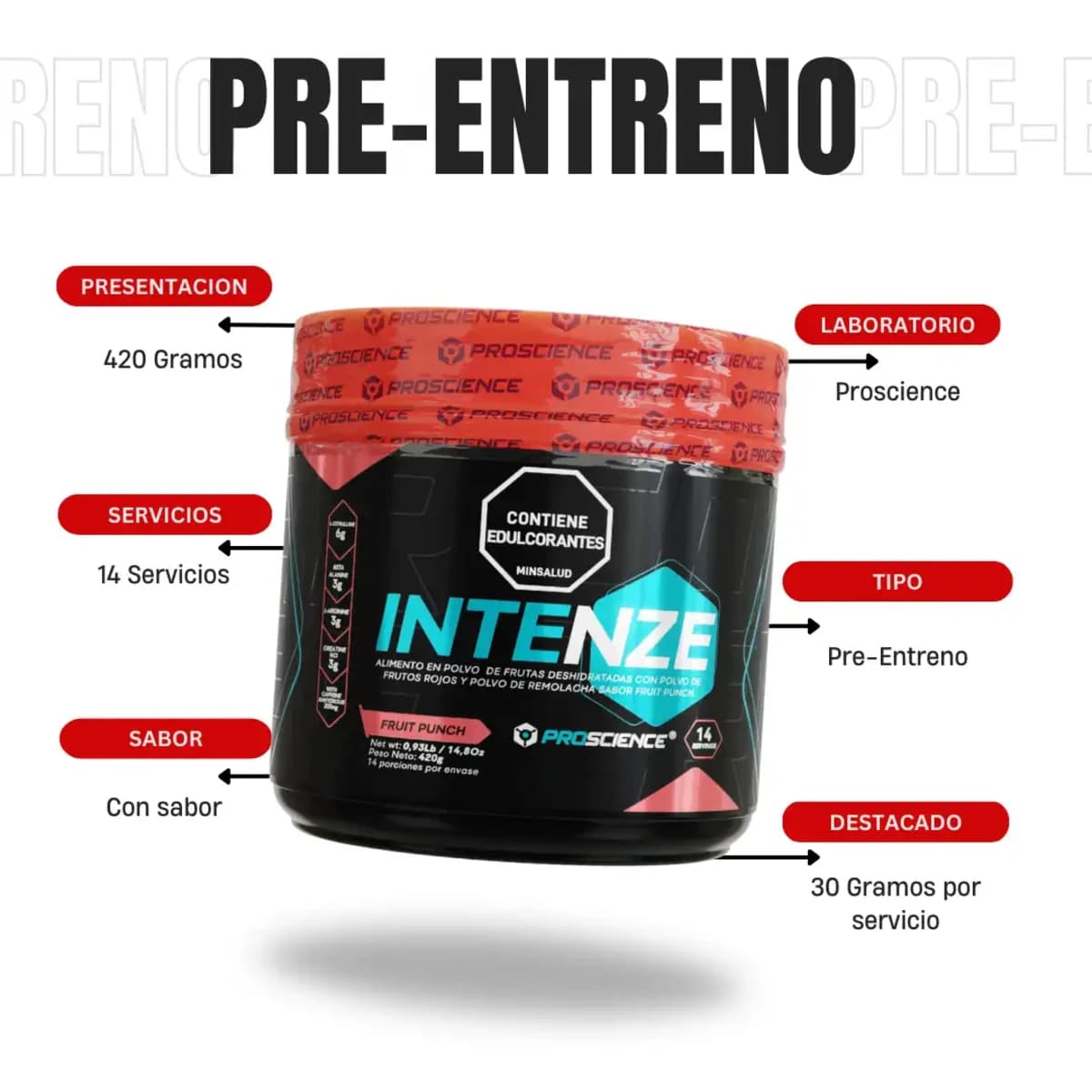 PROSCIENCE PREENTRENO INTENZE FRUIT PUNCH 420 GR