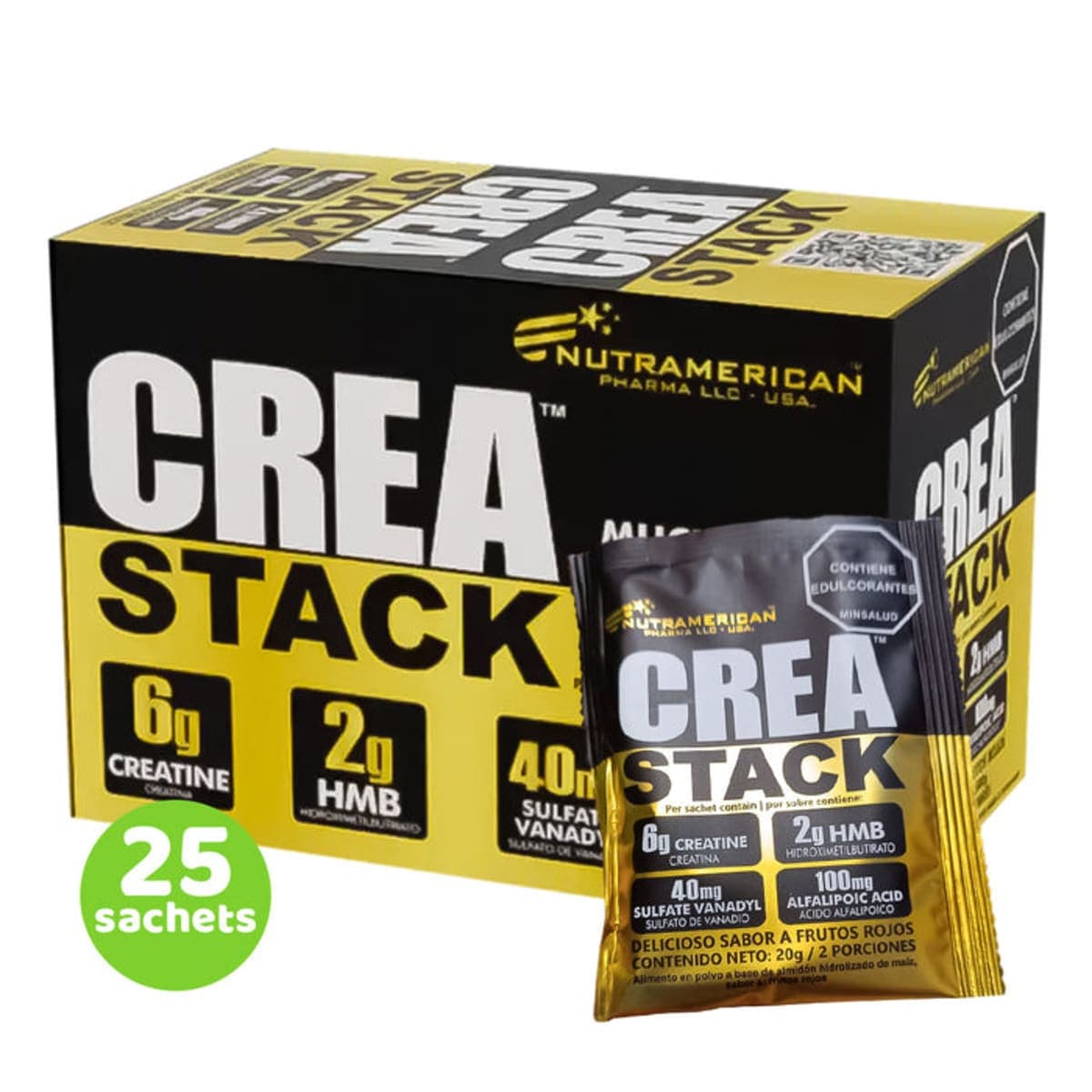 NUTRAMERICAN CREATINA CREA STACK RED BERRIES 4