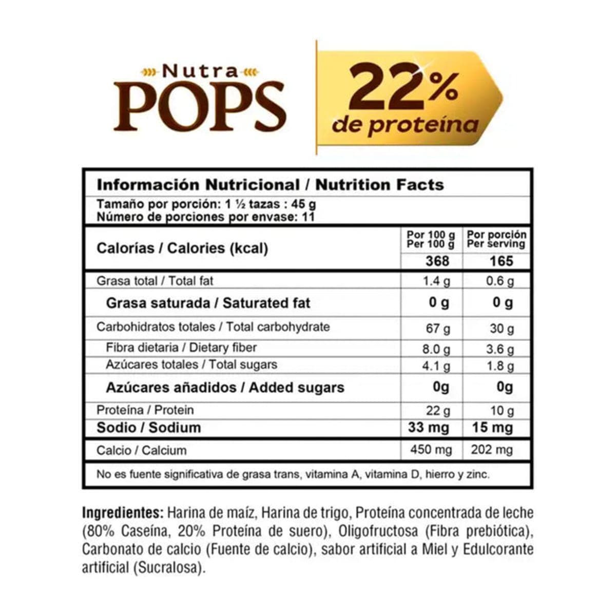 NUTRAMERICAN CEREAL DE PROTEINA NUTRA POPS BOLSA PAQ